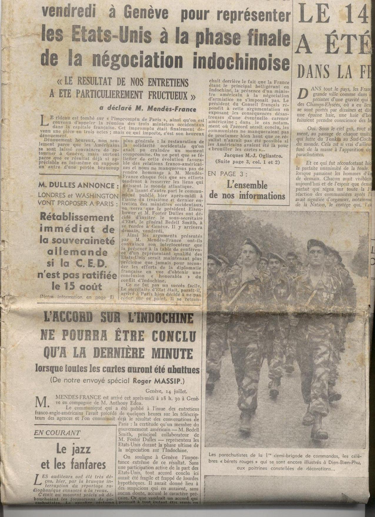 6- Le Figaro du 15 juillet 1954